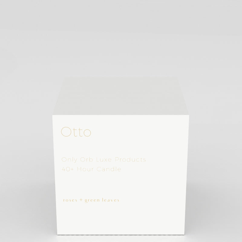 candle - otto - roses + green leaves